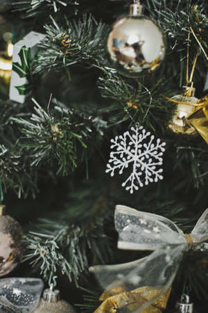 New years toys on the Christmas tree.の写真素材