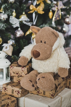 Toy in the form of a wolf in sheeps clothing.の写真素材