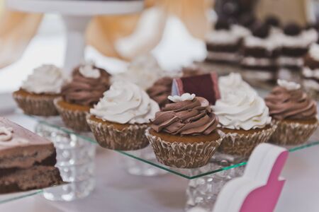 Cake basket with cream.の写真素材