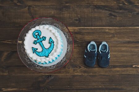 Children cake on the marine theme.