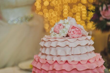 Large three-storey cake for the wedding.