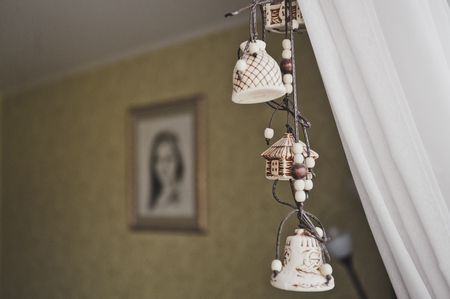 Artistic portrait of a girl on the wall.の写真素材