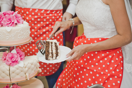 Divide the cake into pieces for wanting to eat.の写真素材