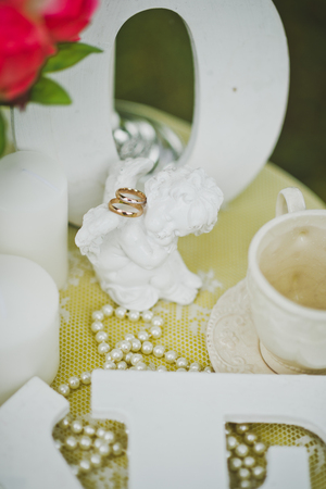 White cell on the green grass.の写真素材