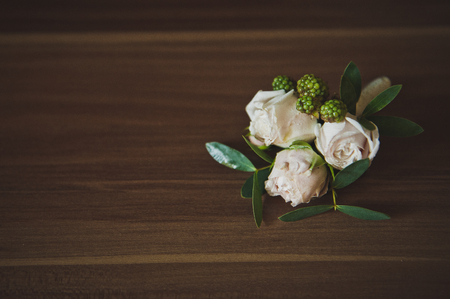 Beautiful boutonniere of the groom.の写真素材