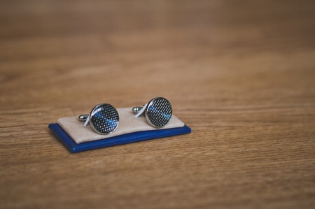 Beautiful cufflinks for shirt buttoning.の写真素材