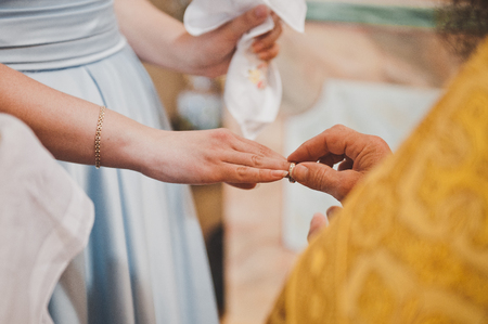 The wedding ceremony of husband and wife.の写真素材