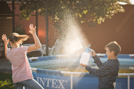 Water children's games on a summer day.