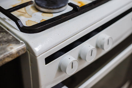 Dirty gas stove. Kitchen. Cleaning.の写真素材