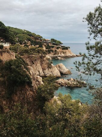 Picturesque seaside with an amazing rocks. sea view from the cliffの写真素材