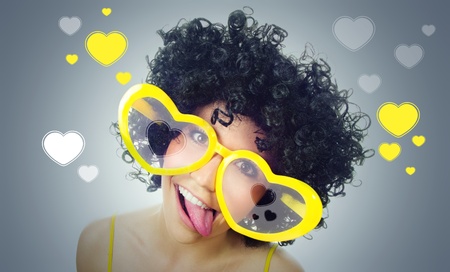 Funny women sticking out here tongueの写真素材