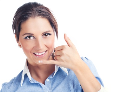 Happy businesswomen ,isolated on white.Studio shotの写真素材