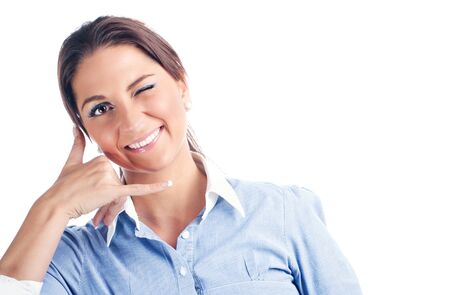 Happy businesswomen ,isolated on white.Studio shotの写真素材