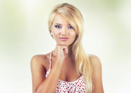 Portrait of a wonderful blond women, studio shotの写真素材