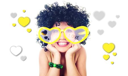 Funny women in loveの写真素材