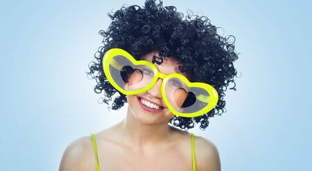 Funny women in loveの写真素材