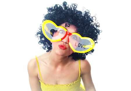 Funny women in loveの写真素材