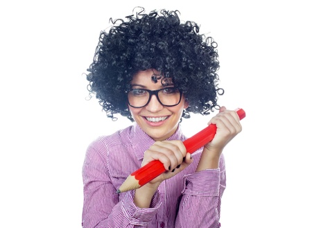 Funny schoolgirl with a big penの写真素材