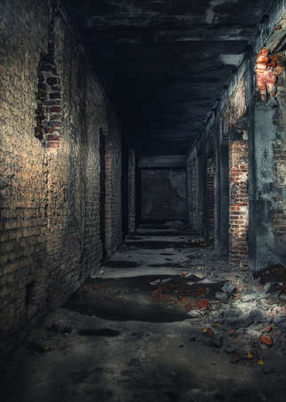 Interior of an abandoned house. Urban background of the concrete. Grunge stone old room. Empty abandoned interiorCopy space - copyspaceの写真素材