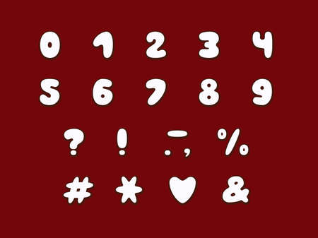 Alphabet bubble design. Numbers and punctuation marks. Bold font clip art, typography style. Vector illustration. EPS 10の写真素材