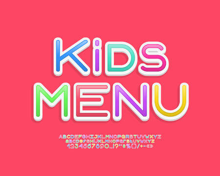Bright banner Kids Menu with sticker style fontのイラスト素材