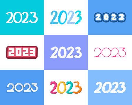 Stylish calendar dates 2023 on white blue background for New Year designのイラスト素材