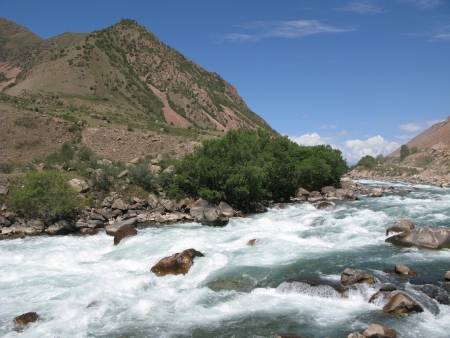 River in Osh, Kyrgyzstanの写真素材