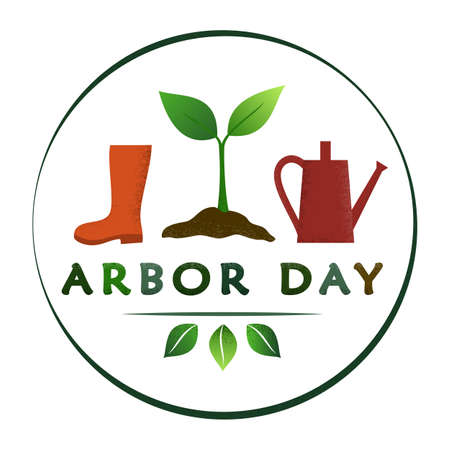 National Arbor Day - creative concept with sprout in circle. Semi flat design. Suitable for greeting card, poster, banner, icon, logo, print, cards, and labels.  Vecror illustrationのイラスト素材