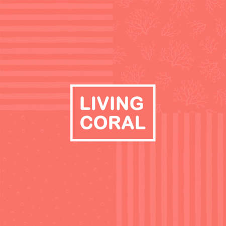 Cute set of living coral patterns. Abstract seamless geometric pattern on textured background. Suitable for wallpaper, textile, invitation, greeting card, web page, ceramic tile, backgroundのイラスト素材