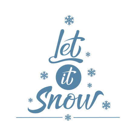 Let it snow! Handwritten Christmas lettering. Hand drawn calligraphy design elements. Celebration text for winter holiday design, postcard, poster, invitation, banner and sticker.  Vector Illustrationのイラスト素材