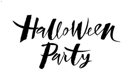 Halloween party hand sketched vector lettering. Modern rough calligraphy. Halloween party greetings for invitation, poster, card, postcard, banner, tag. Isolated illustration  EPS 8のイラスト素材