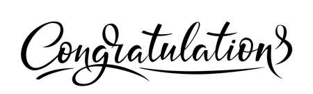 Congratulations lettering greeting sign. Handwritten modern brush lettering isolated on white...