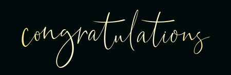 "Congratulations" lettering greeting sign. Handwritten modern brush lettering on dark background. Text for postcard, T-shirt print design, banner, poster, web, notebook. isolated vector.のイラスト素材