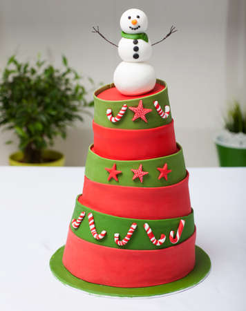 Snowman cakeの写真素材