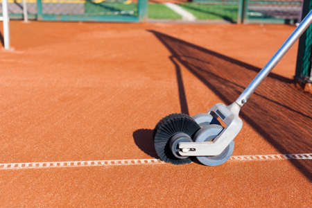 Line Master Brush. Cleans the clay court. Tennis. Championship