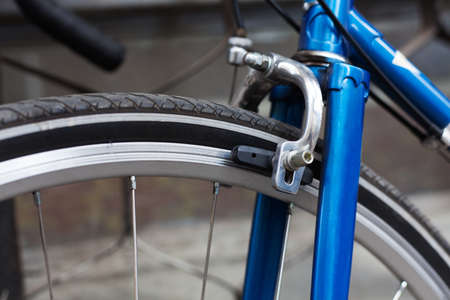 Brake. Bicycle parts brake, brake shoe, close-up Outdoorの写真素材