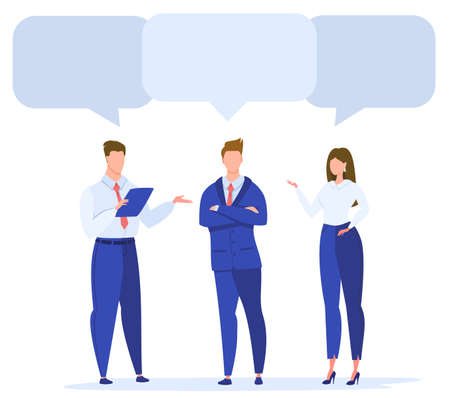Office employees are talking. Discussion of work issues. Business concept. Vector illustration.のイラスト素材