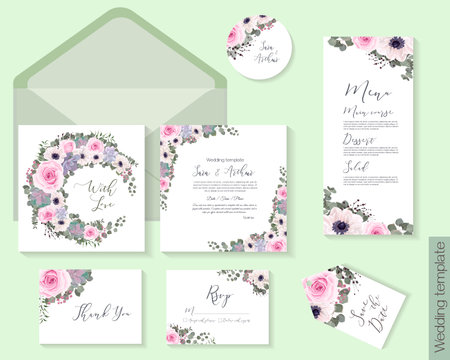 Vector floral template for wedding invitationsの写真素材