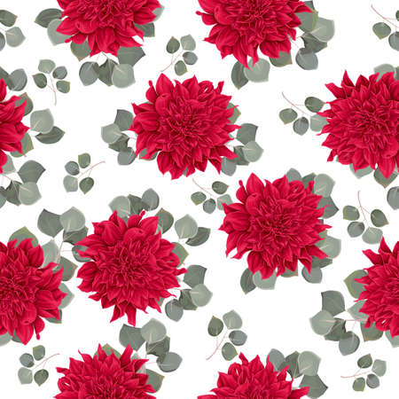 Seamless floral vector seamless pattern. Red chrysanthemumsのイラスト素材