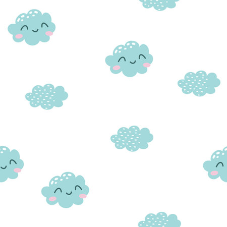 Seamless vector pattern. Cute clouds. Delicate pattern for childrens products and textilesのイラスト素材