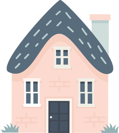 Cute vector illustration in pastel colors. Cute cozy blue house. Vector illustrationのイラスト素材