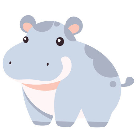 Flat vector illustration. Safari animals. Cute hippo on white background . Vector illustrationのイラスト素材