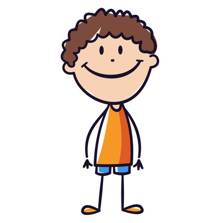 Vector illustration in doodle style. Childrens drawing of a man. Hand drawing with felt-tip pen . Vector illustrationのイラスト素材