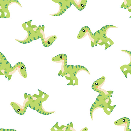 Bright vector seamless pattern. Cute dinosaurs. Pattern for baby clothes, textiles, diapers and fabrics. Vector illustrationのイラスト素材