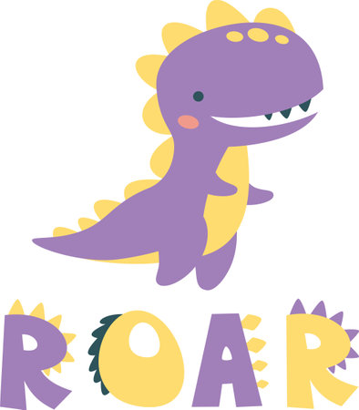 Vector childrens illustration. Cute Terranosaurus and the inscription ROAR. Print for childrens products . Vector illustrationのイラスト素材