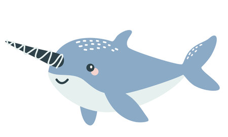 Flat vector illustration in simple Scandinavian style. Cute sword fish on white background. Vector illustrationのイラスト素材