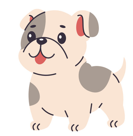 Flat vector illustration in childrens style. Cute bulldog on white background . Vector illustrationのイラスト素材
