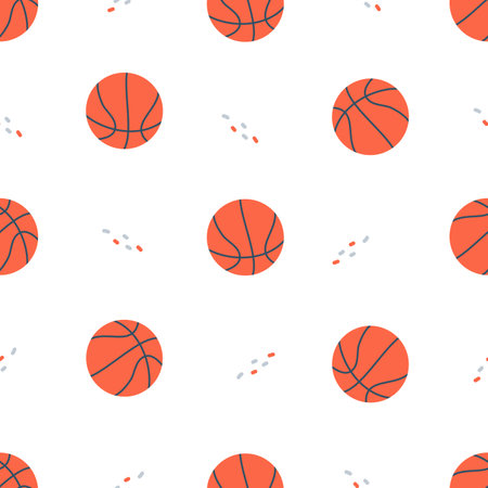 Seamless vector pattern. Basketballs on white background . Vector illustrationのイラスト素材