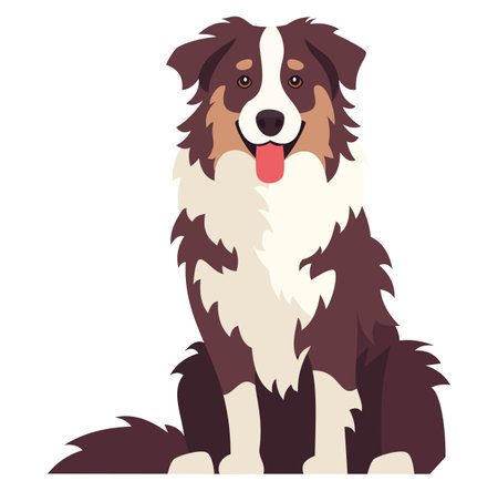Flat vector illustration on white background. Shepherd dog sitting on white background. Vector illustrationのイラスト素材