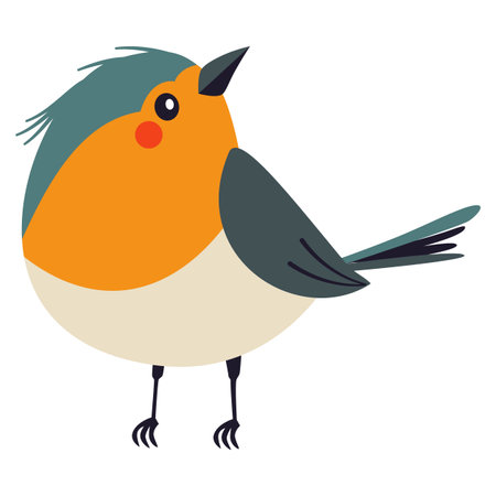 A cute little bird. Flat vector illustration on white background . Vector illustrationのイラスト素材